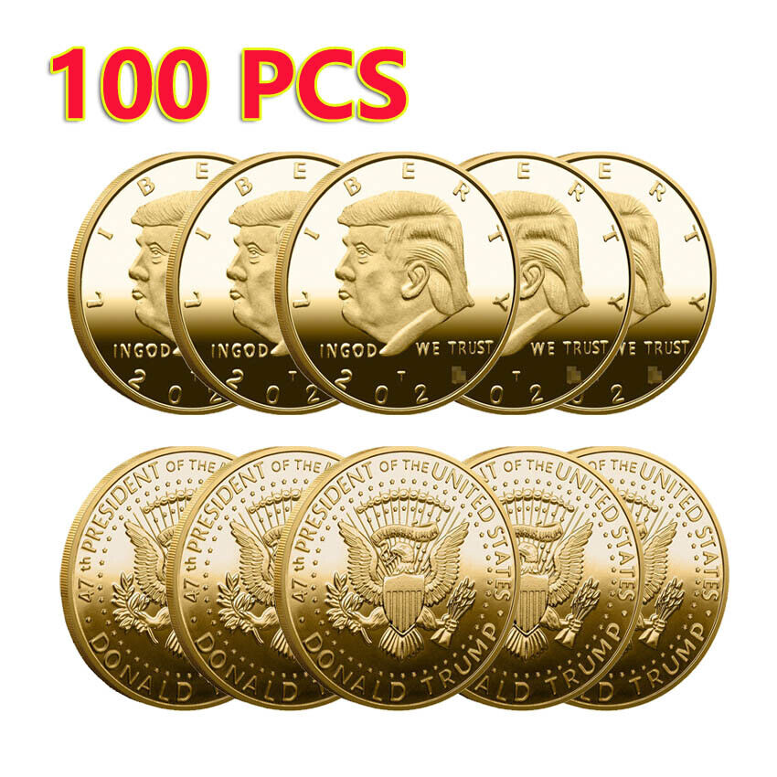 100PCS LIBERTY EAGLE Gold Commemorative Coin 2025 47th President Donald Trump