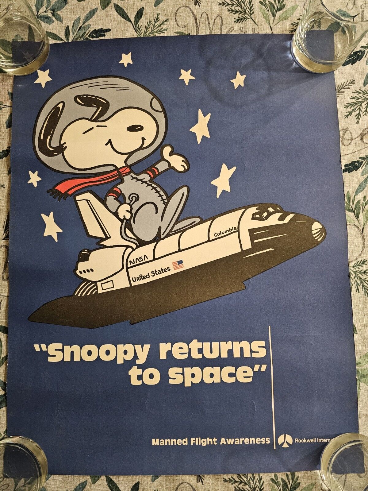 SNOOPY RETURNS TO SPACE ORIGINAL POSTER, 60's AND REPRODUCTION NASA ROCKWELL
