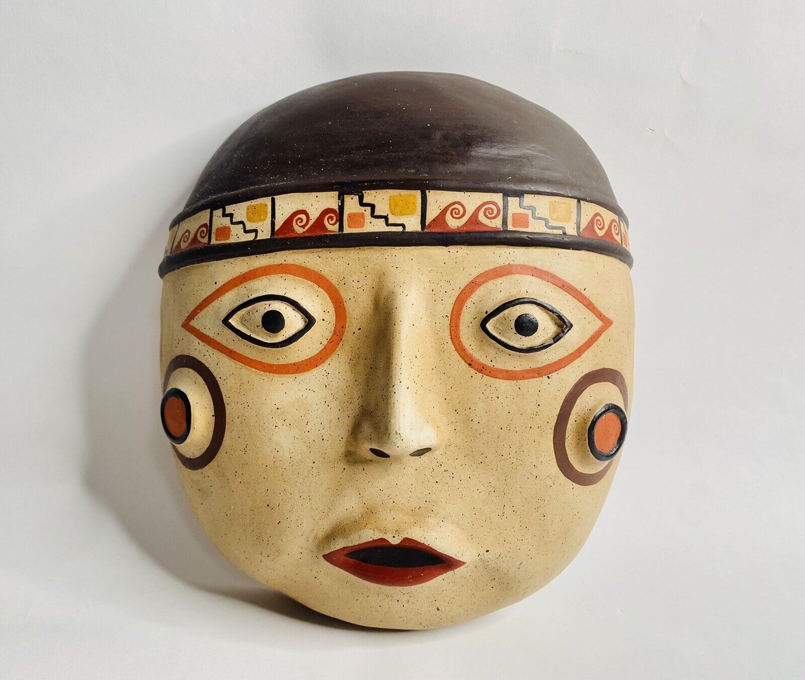 ‘Novica’ Terra-Cotta Clay Decorative Handpainted Mask