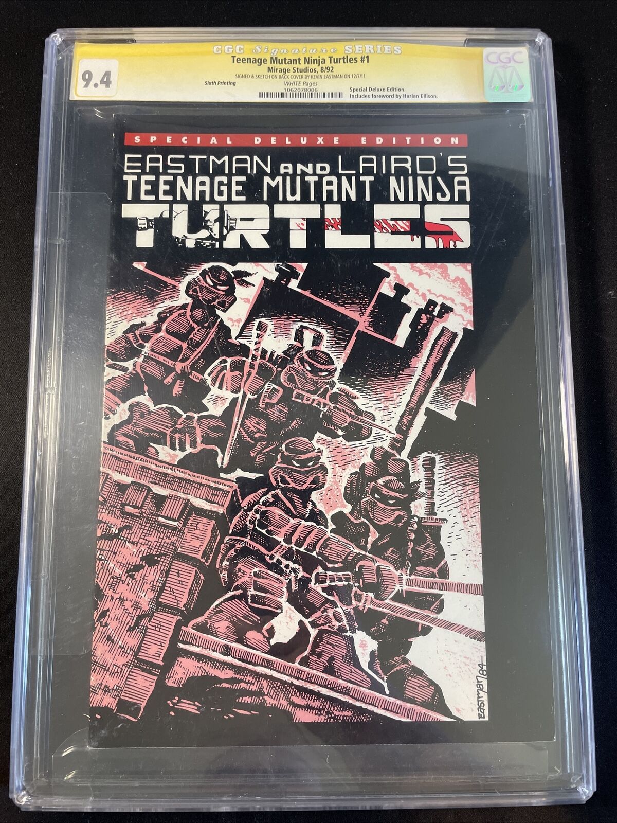 Teenage Mutant Ninja Turtles #1 CGC 9.4 SS 6th Print w/ HUGE Sketch back Cover