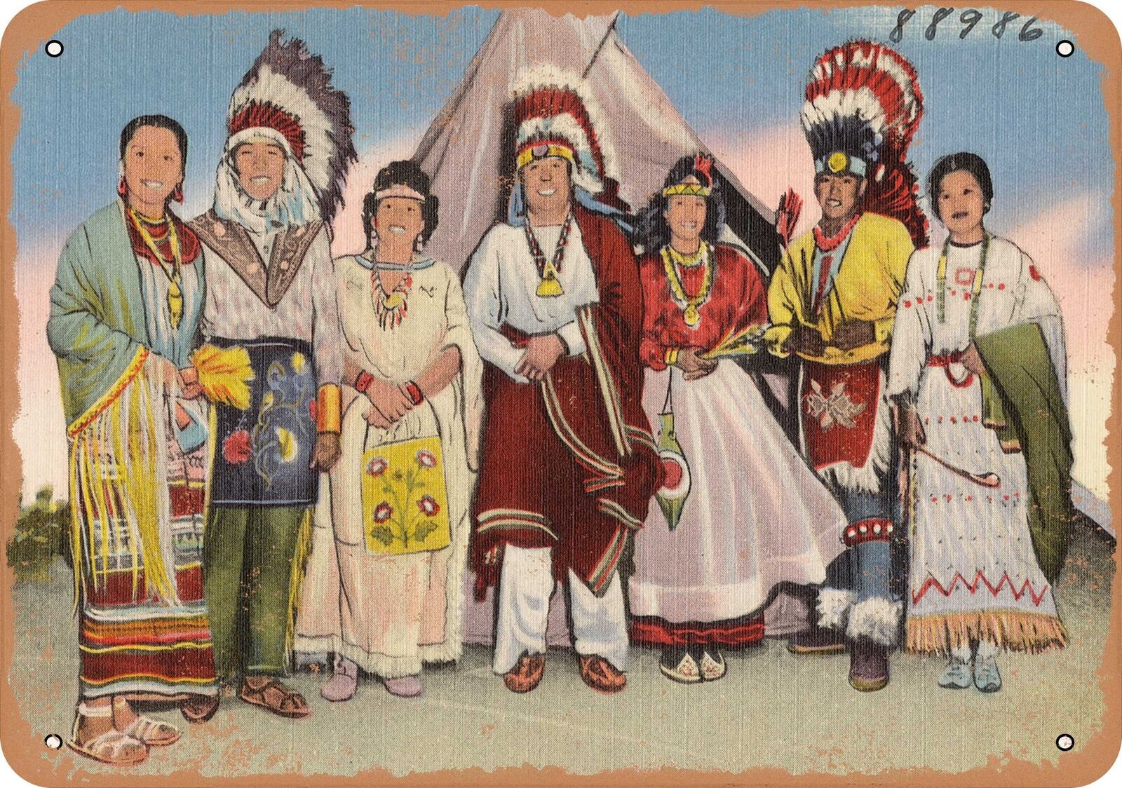 Metal Sign - Florida Postcard - A typical Group of West Plains first Americans