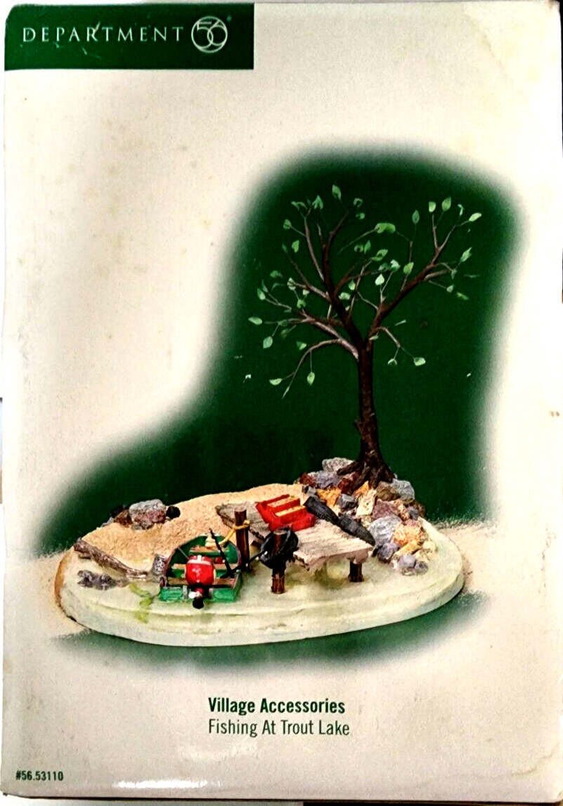 Fishing at Trout Lake Dept 56 Village Accessories with Tree #53110