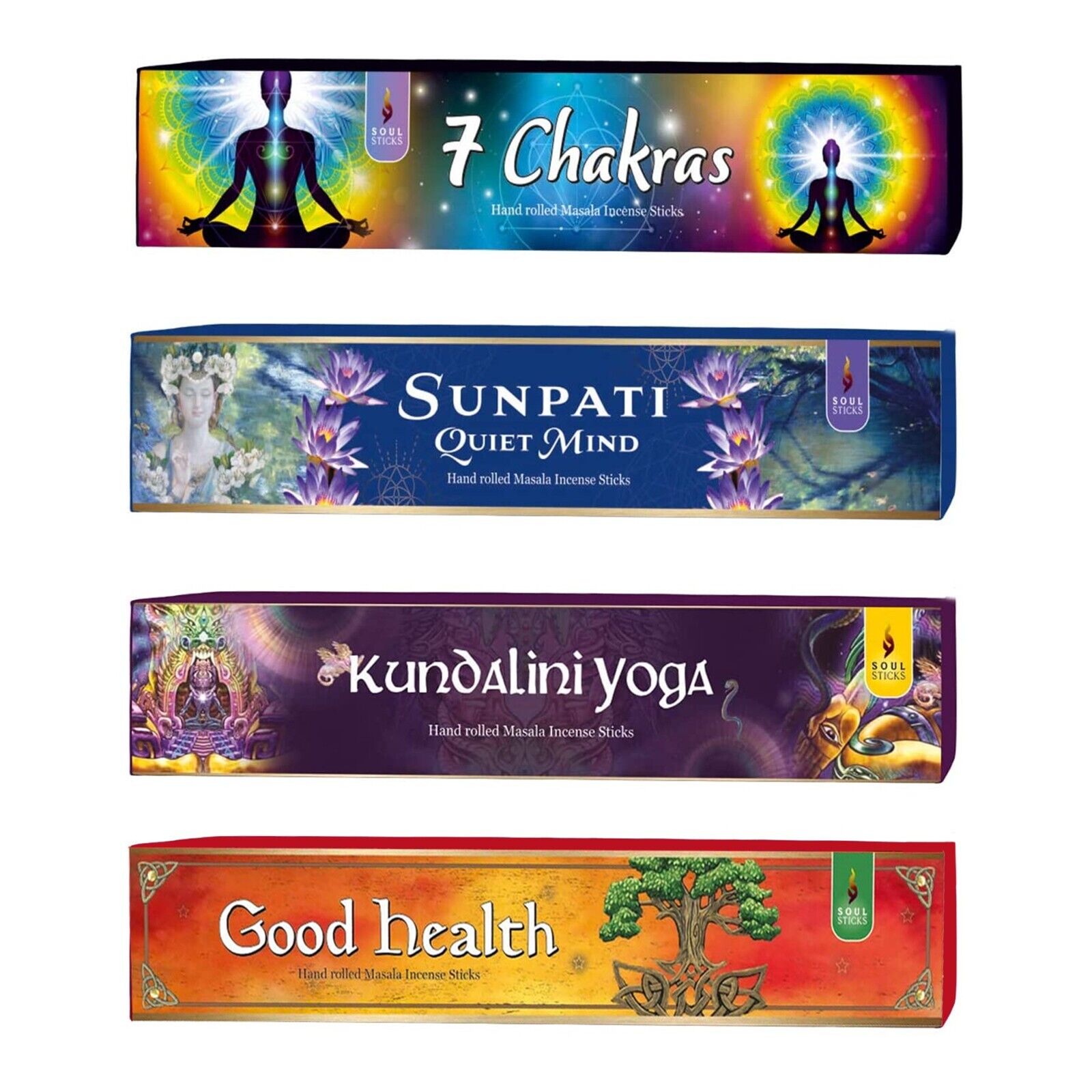 Soul Sticks BODY AND SOUL Hand-Rolled Incense Sticks Variety 4 Pack