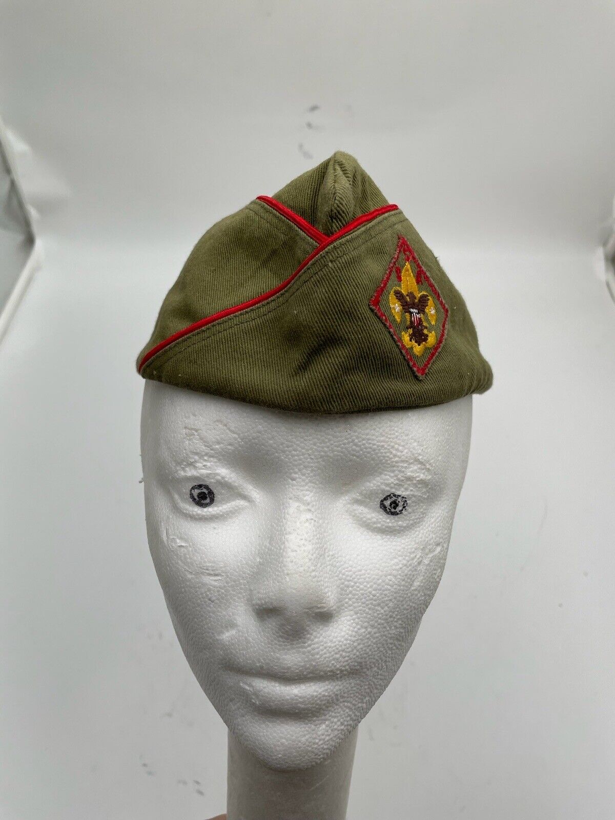 Boy Scouts Vtg Official BSA Army Green Garrison Sanforized Hat Large