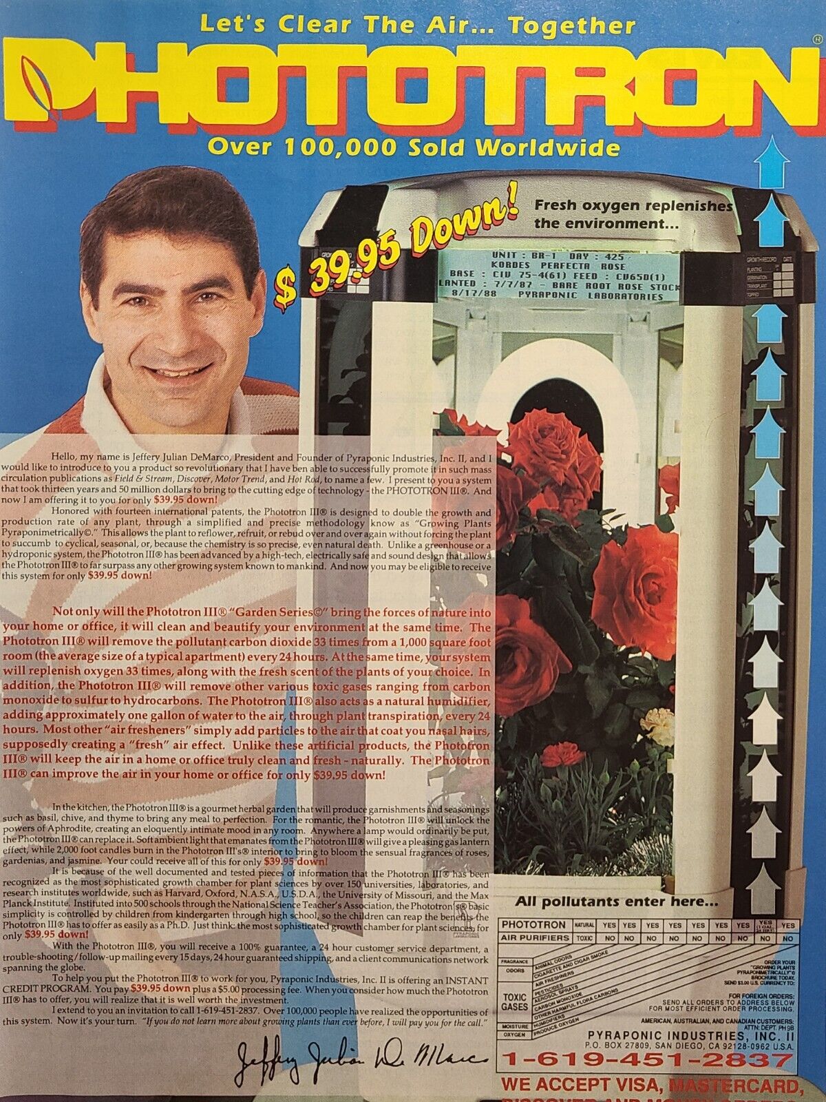 Vintage Print Ad 1990 Phototron III Indoor Grow Your Own / Purifier **See Descr*