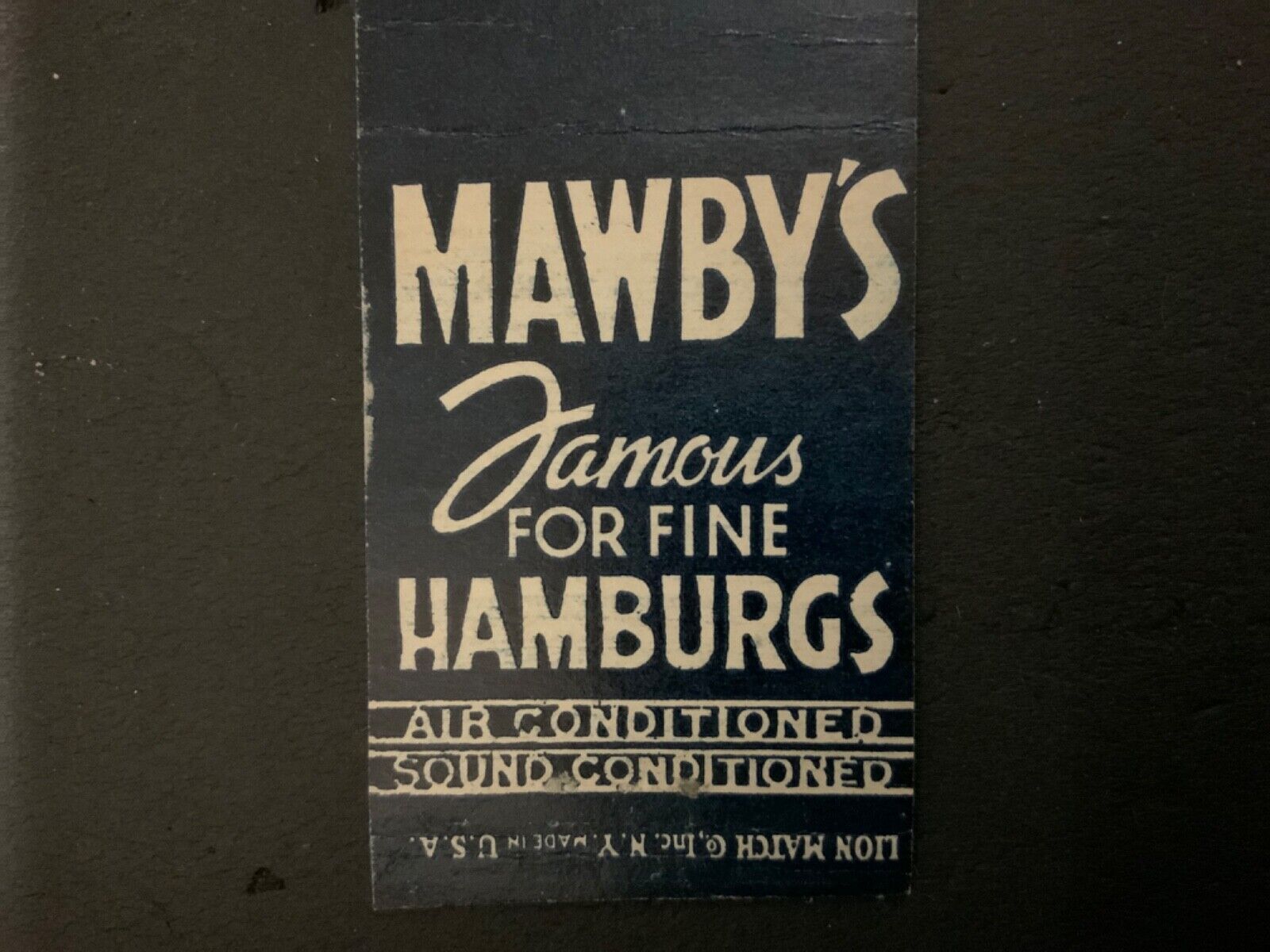 1930s-40s+ MATCHBOOK - HAMBURGER - MAWBY’S FAMOUS HAMBURGERS -  - #2596