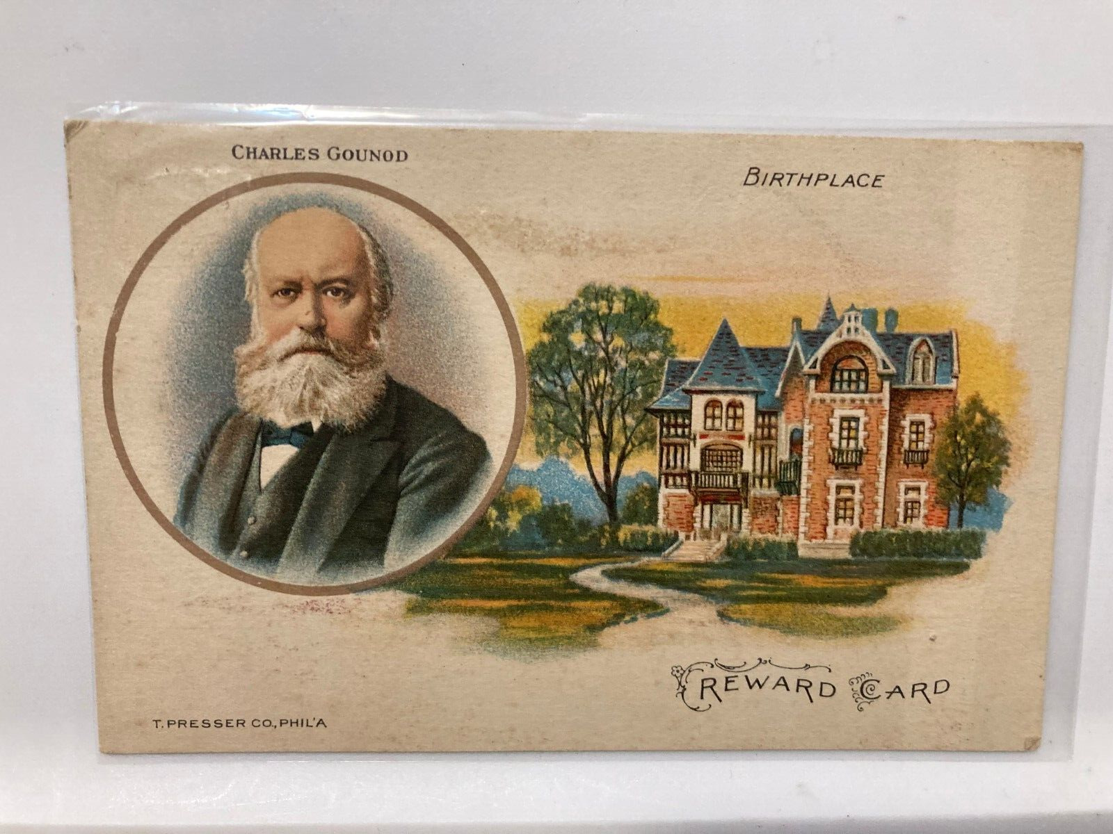CHARLES GOUNOD (1818-1893) PARIS FRANCE COMPOSER MUSIC REWARD CARD (c.1930s)