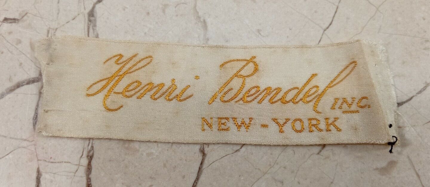 HENRI BENDEL INC. New York brand clothing dress label Early 1900s Vintage 
