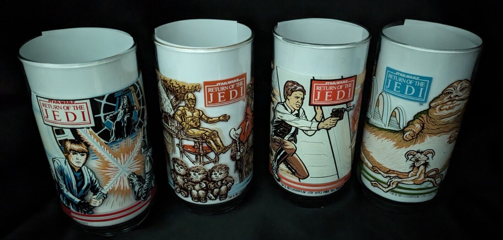Star Wars Return of the Jedi Vntg 1983 Burger King Glasses All 4 MINT Condition
