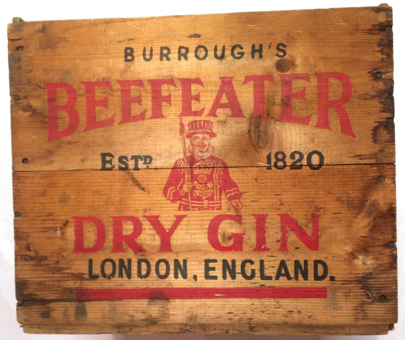 Burrough’s Beefeater Dry Gin Vintage Wood Box Crate - St Louis Via New Orleans
