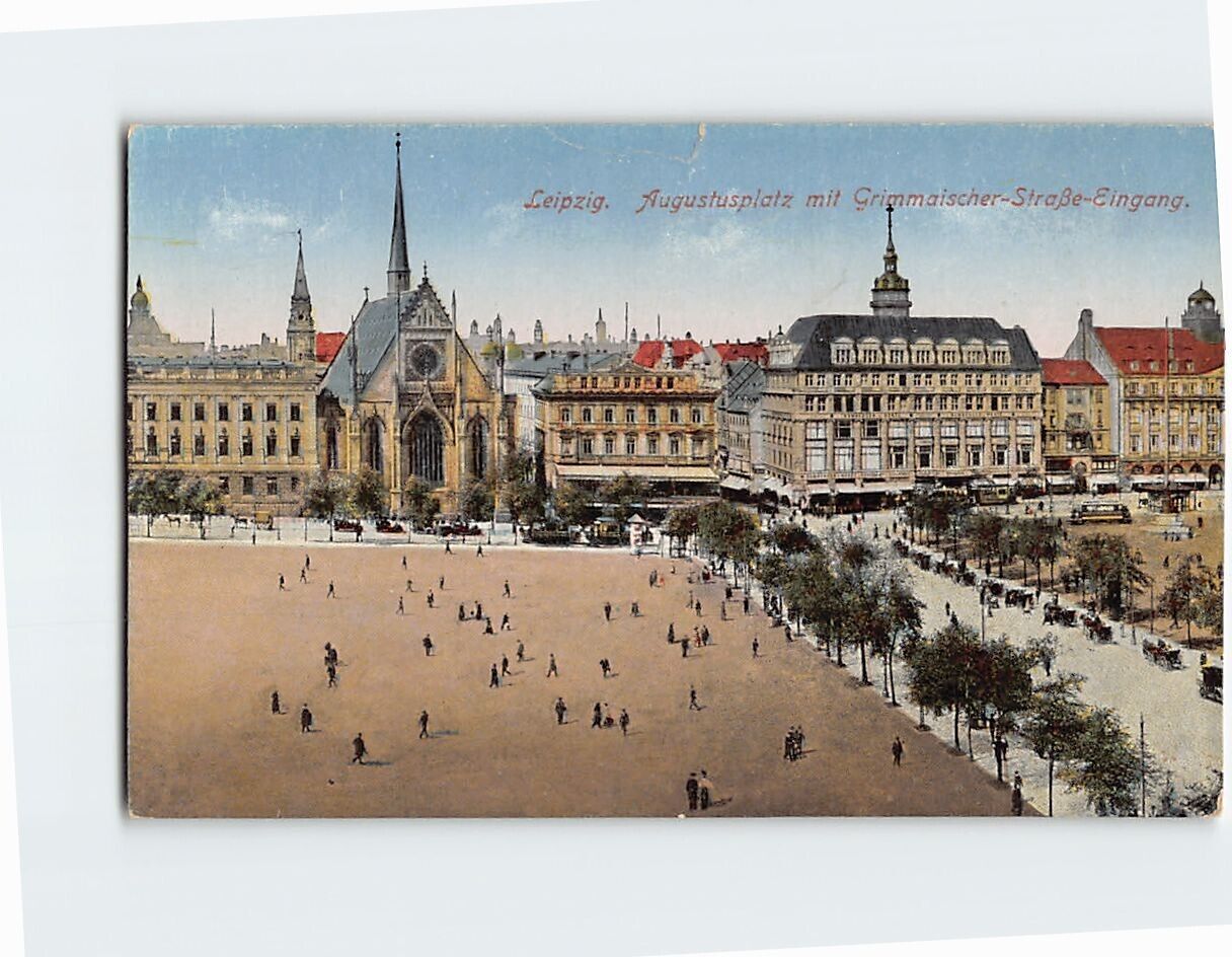 Postcard Augustusplatz mit Grimmaischer Straße Eingang, Leipzig, Germany