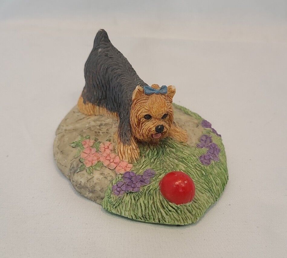 Earl Sherwan Charmstone Yorkshire Terrier Cold Cast Marble Figurine Stamped 