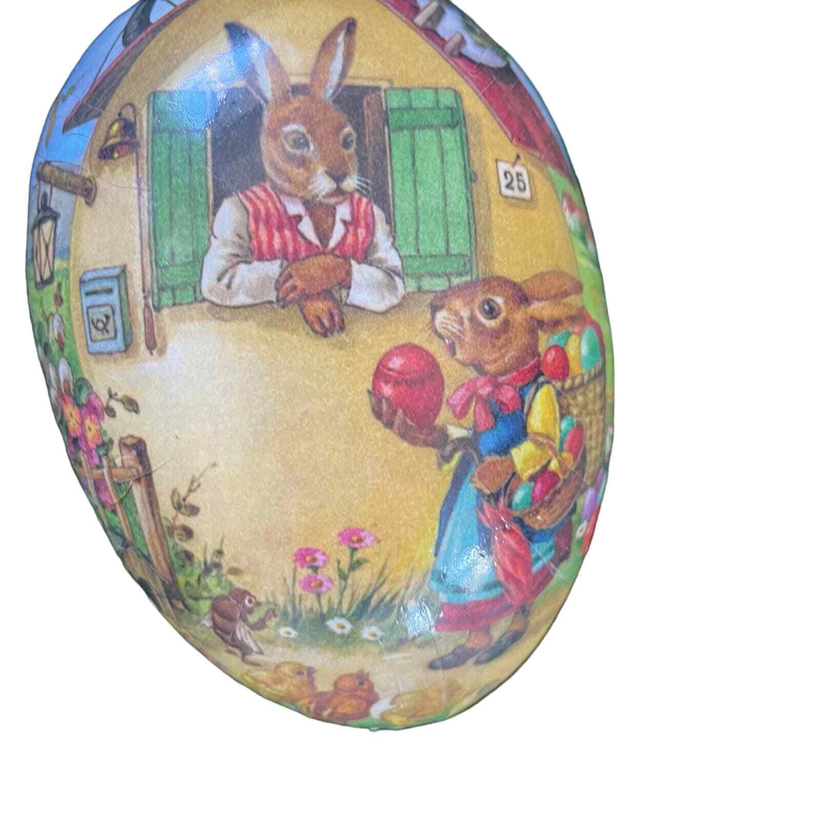 Vintage German Nestler Paper Mache Easter Egg Candy Holder Bunny Family