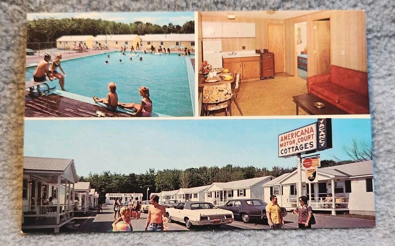 Old Orchard Beach, Maine Americana Motor Court Heath Street Postcard 