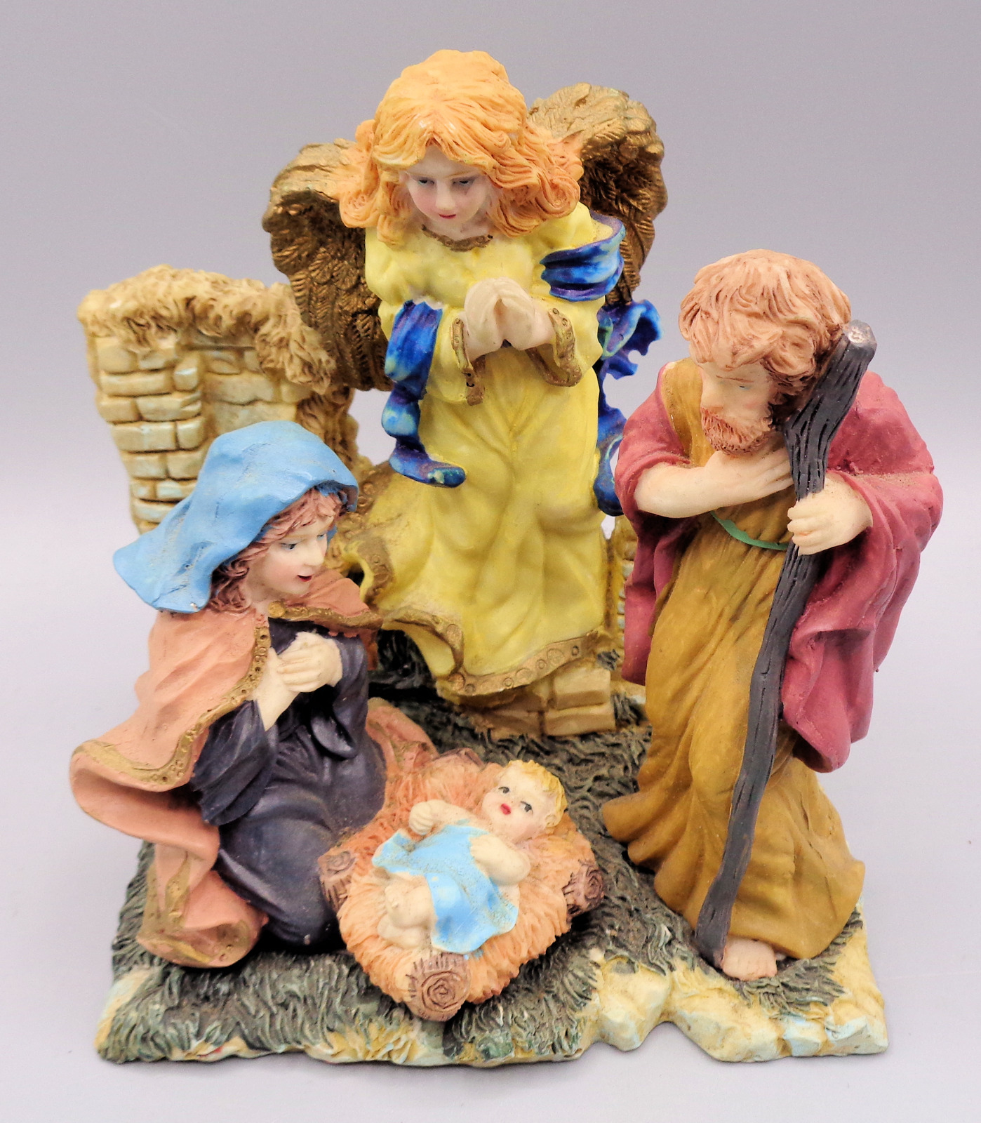VINTAGE CHRISTMAS NATIVITY BABY JESUS MARY JOSEPH Angel Resin FIGURINE Statue