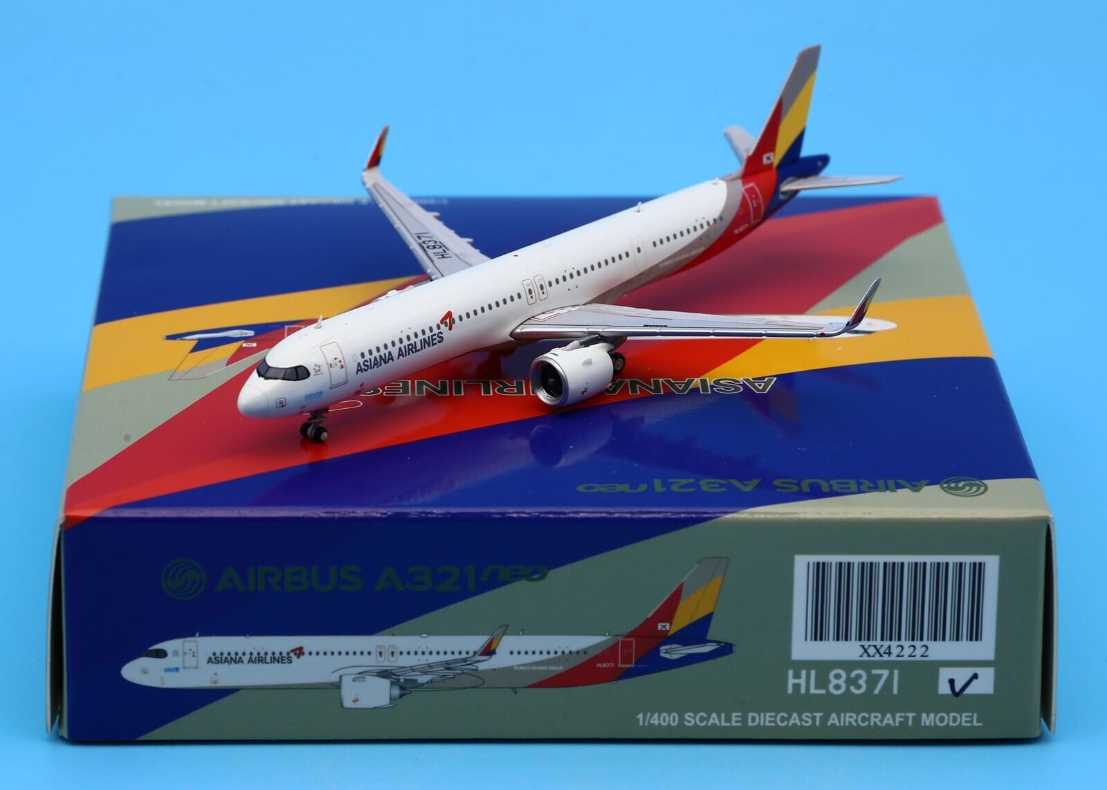 JC Wings 1:400 Asiana Airlines Airbus A321 Diecast Aircraft JET Model HL8371