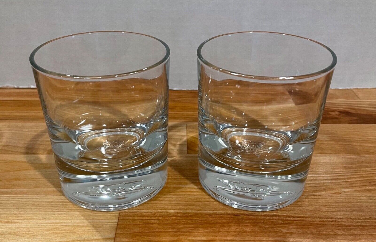 Two Crown Royal Glasses Made in Italy 6 oz. Heavy Embossed Crown On Bottom