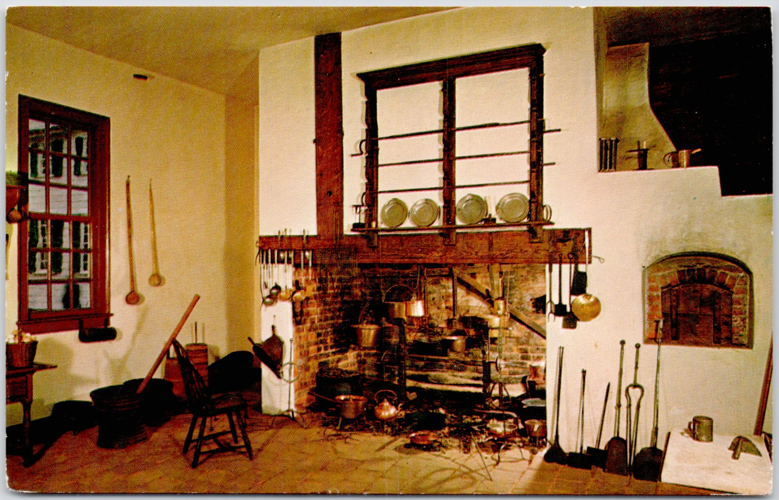 Mount Vernon Virginia Family Kitchen Fireplace Cooking Historic Vintage Postcard