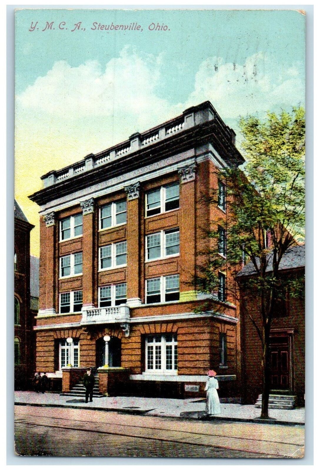 1911 Y.M.C.A. Building Exterior Roadside Steubenville Ohio OH Posted Postcard