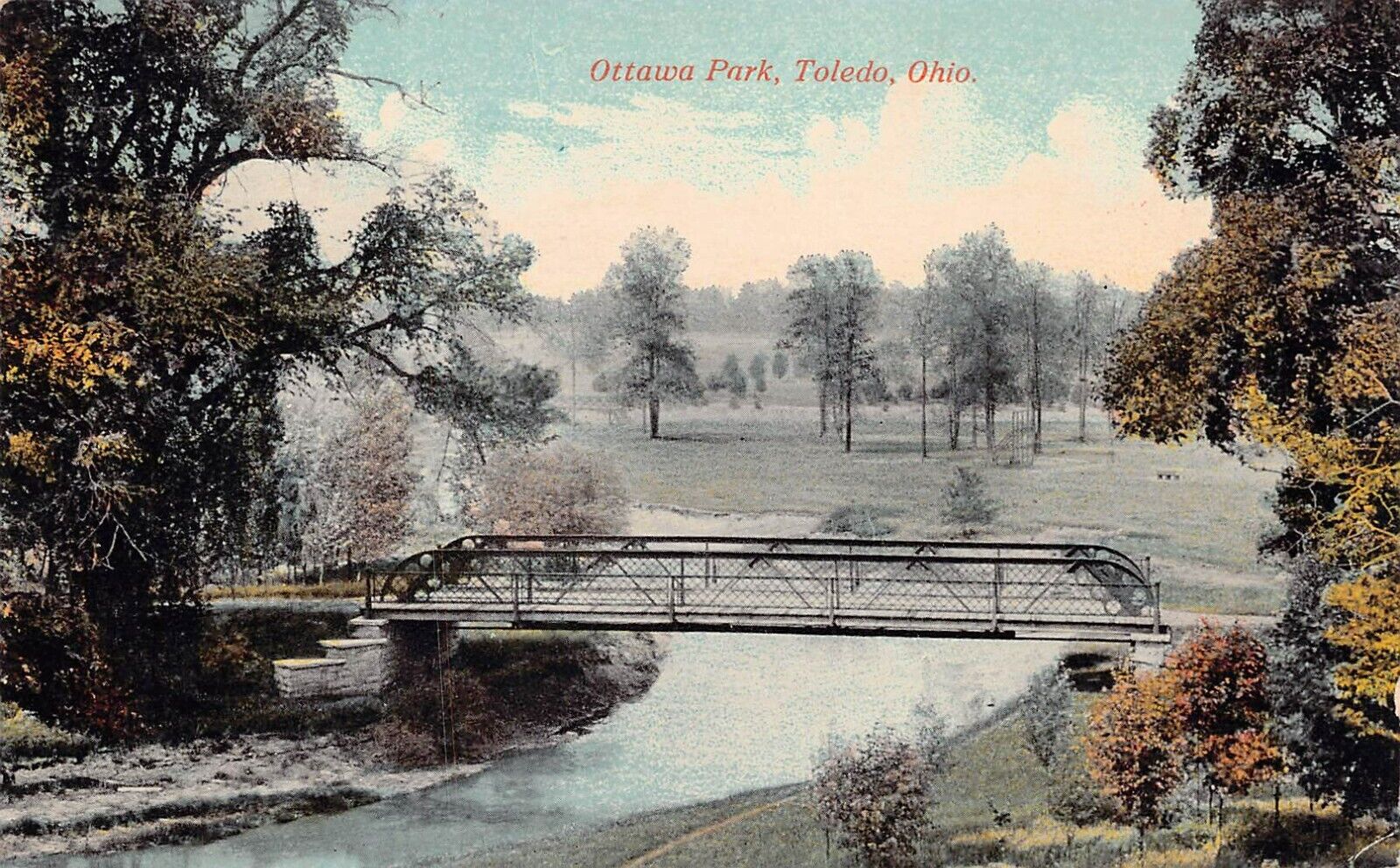 Toledo OH Ohio Ottawa Park Bridge Golf Course Jermain Vtg Postcard X7