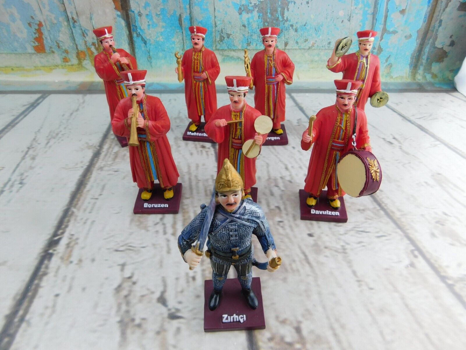 Ottoman Military Band Figurines Painted Resin Figurines Set of 8 Pcs. 4-1/2