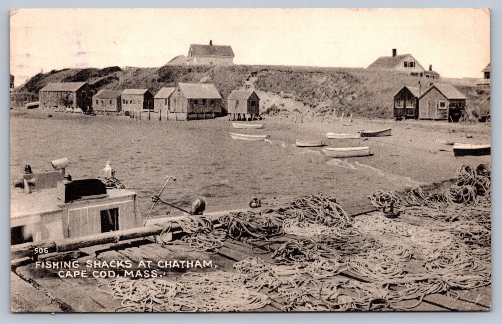 Postcard Cape Cod MA Fishing Shacks at Chatham 1950