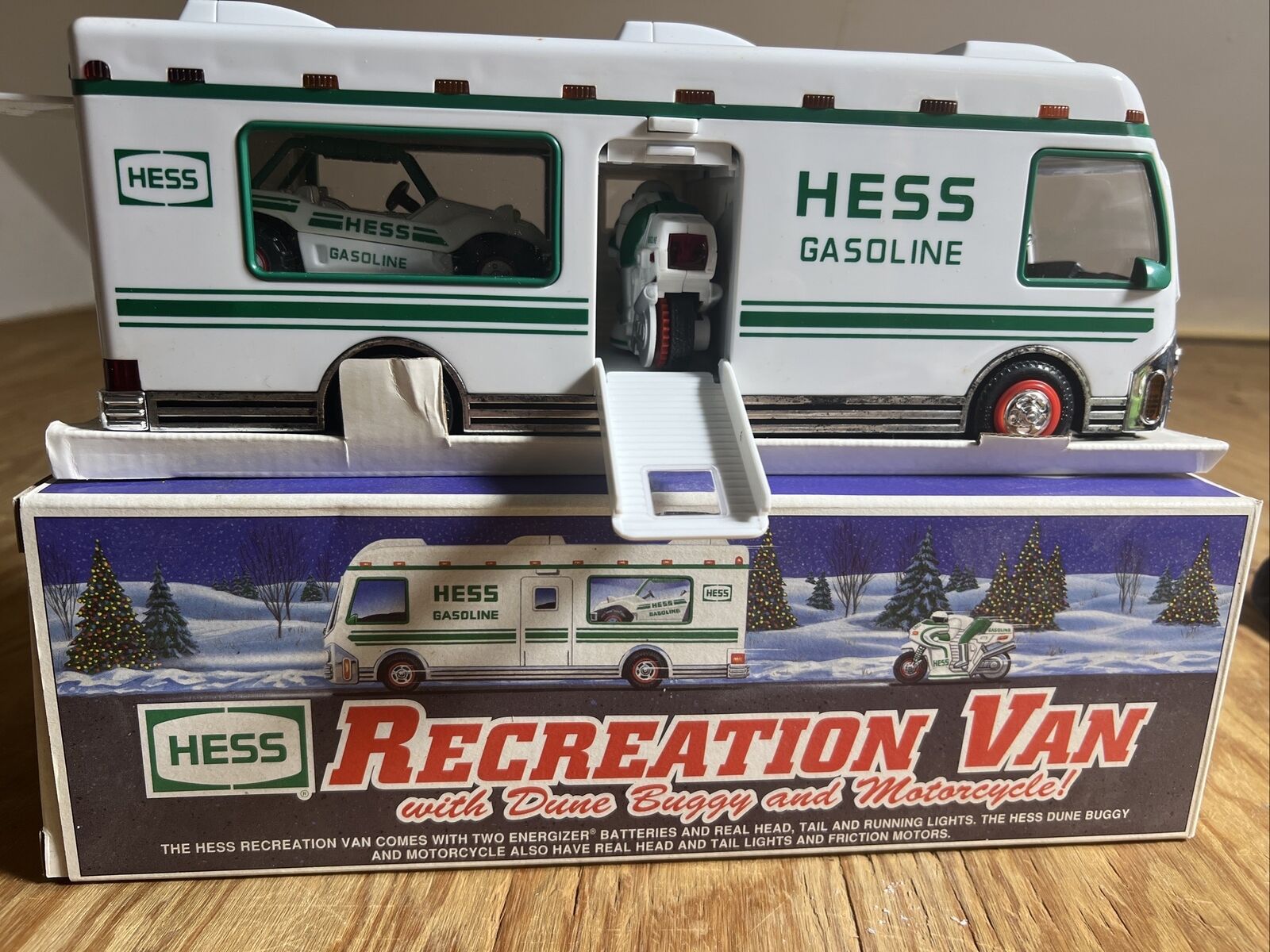 Hess 1998 Toy Truck RV Recreation Van with Dune Buggy & Motorcycle NEW Camper