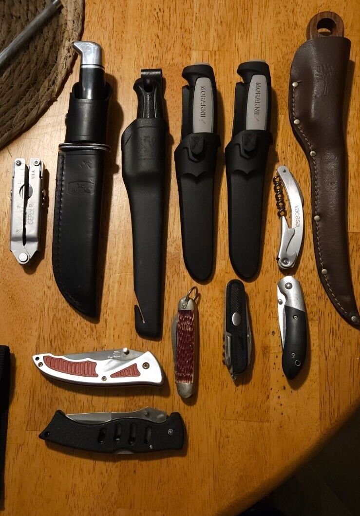 Lot of 12 Assssorted Folding Knives, Pocket Knives, Vintage Buck Knife, Kershaw 