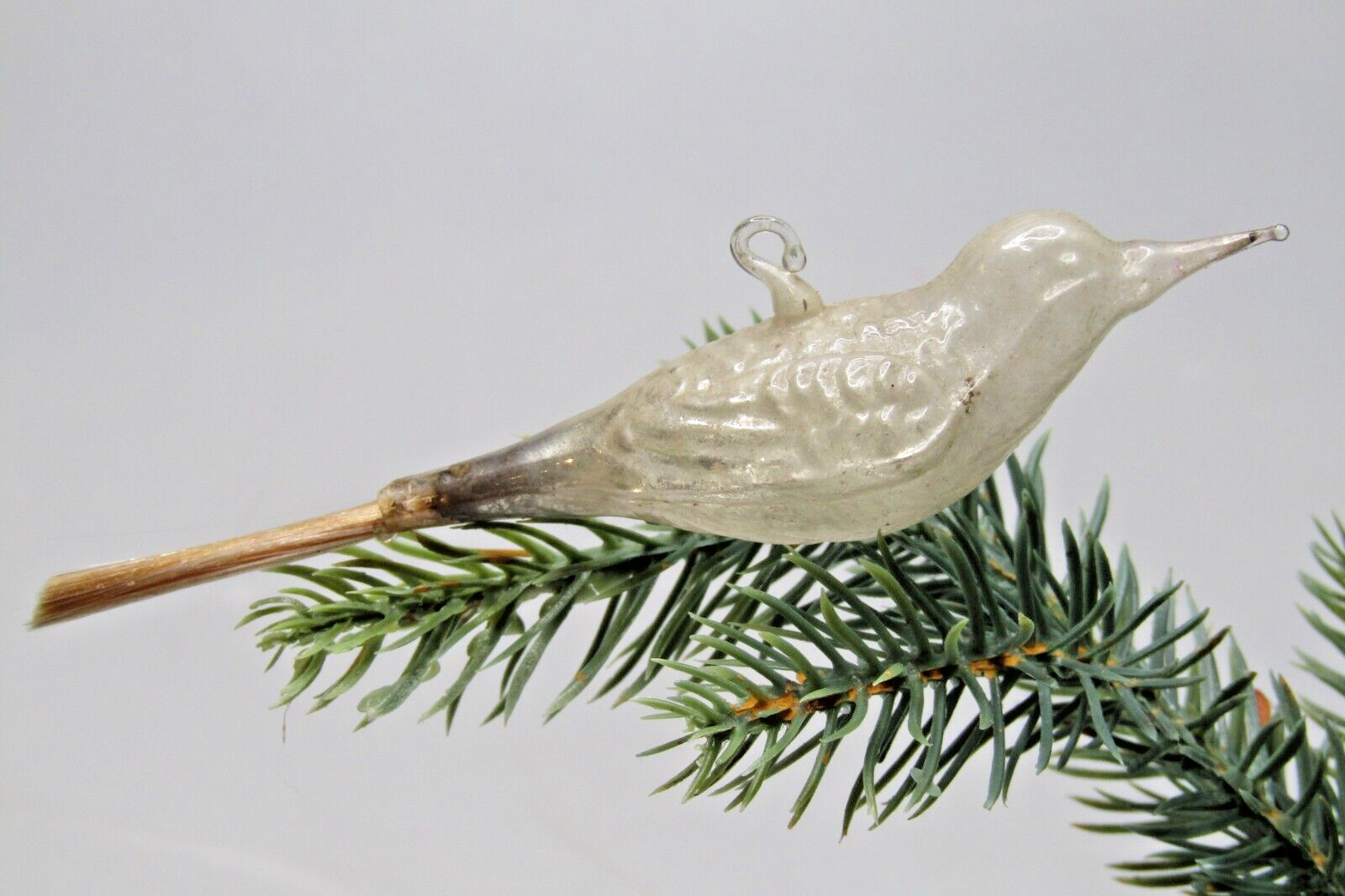 Antique Vintage Blown Glass SONG BIRD Spun Tail Christmas Ornament Germany