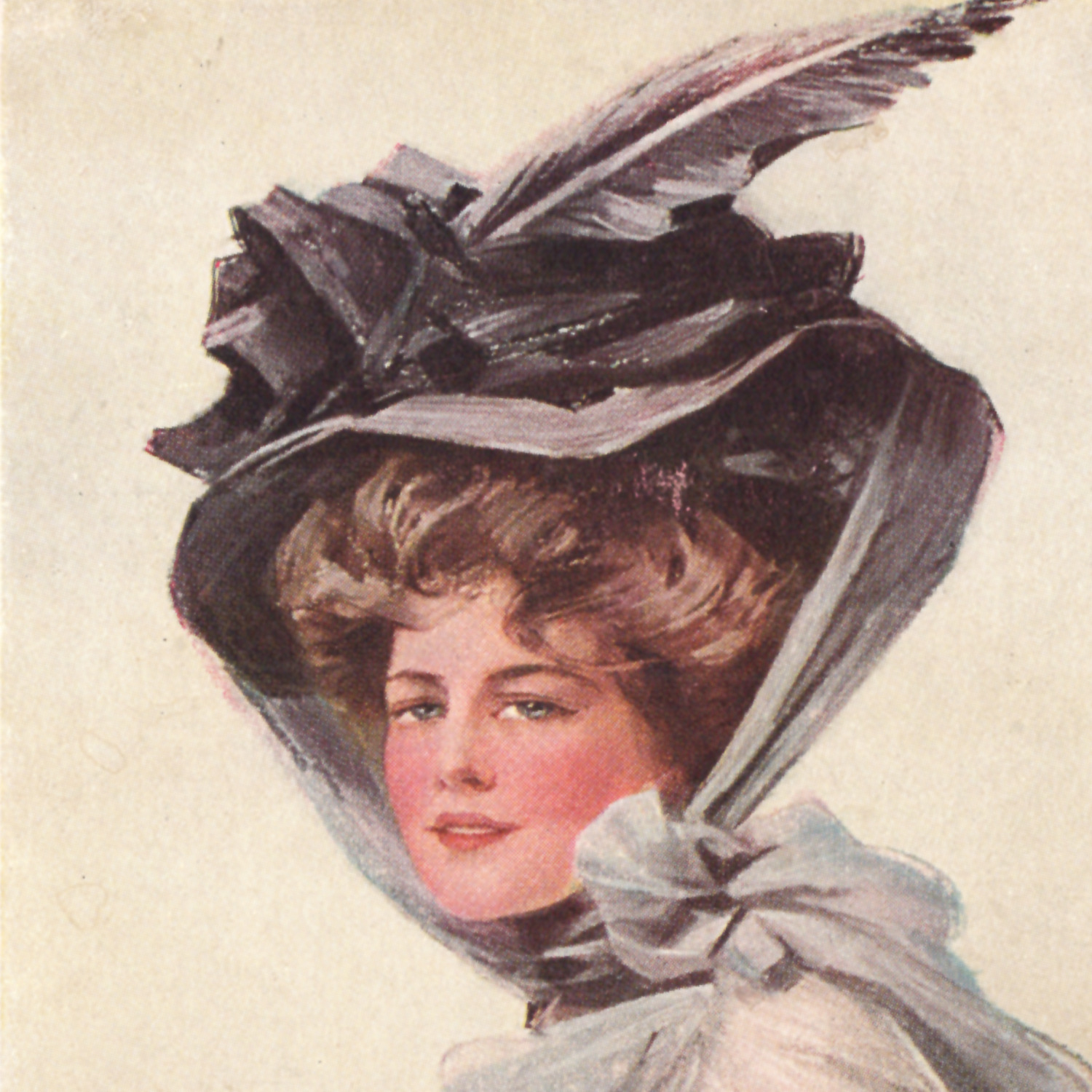 Pretty Victorian Lady in Feathered Hat a/s Philip Boileau To-Day? c1920 Postcard
