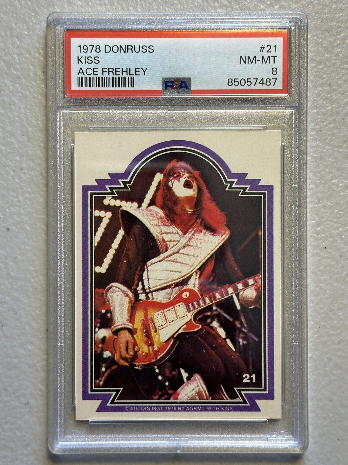 1978 DONRUSS KISS CARD #21 ACE FREHLEY PSA 8 NM-MT LOW POP 11 ONLY 13^ CENTERED