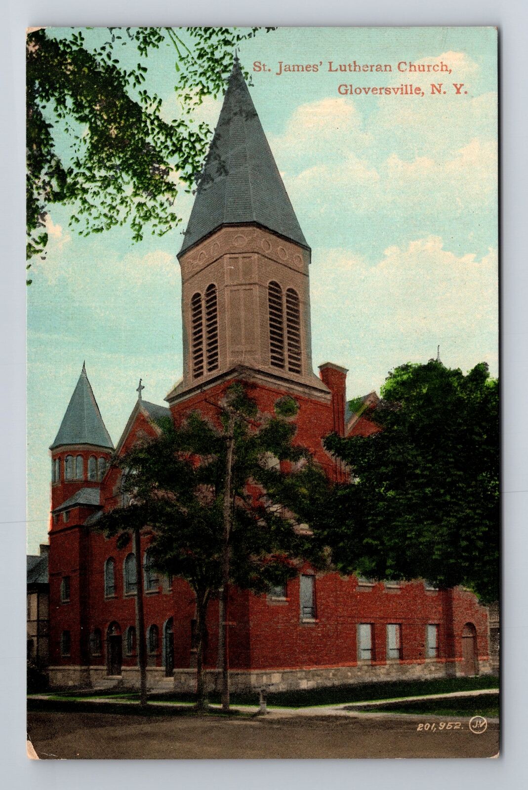 Gloversville NY-New York, St James\' Lutheran Church, Antique Vintage Postcard
