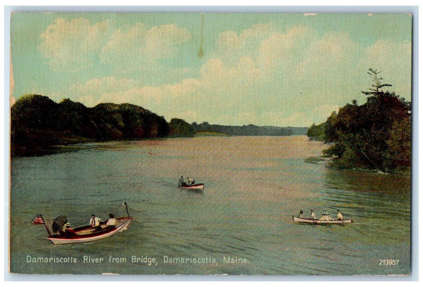 c1910\'s Damariscotta River From Bridge Boats Damariscotta Maine ME Postcard