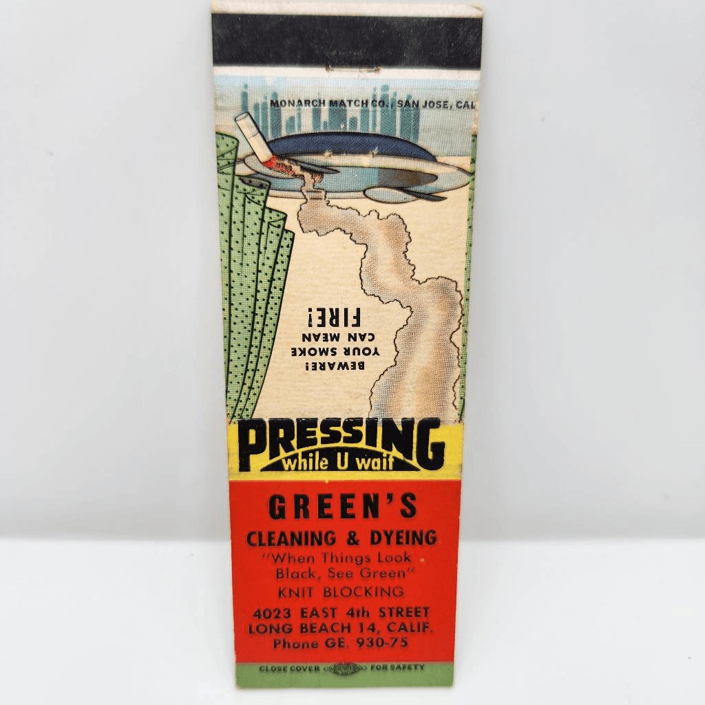 Vintage Matchcover Green\'s Cleaning & Dyeing Long Beach California