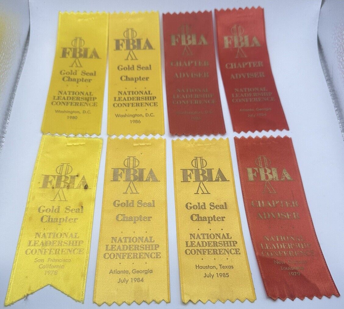 Vintage Award Ribbons FBLA 1978 -1986 Yellow and Red A-2