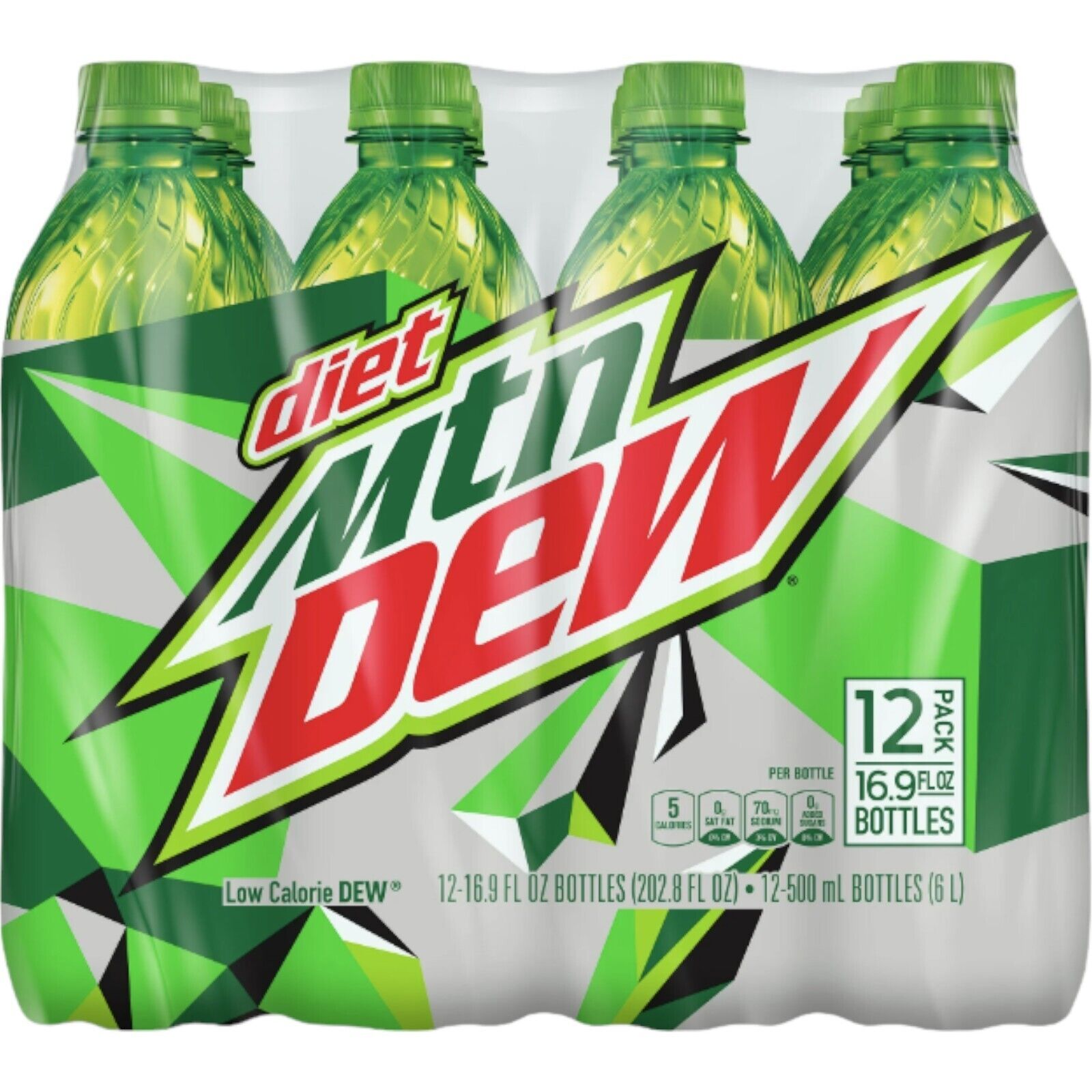 Diet Mountain Dew Soda Soft Drinks Mtn Dew Citrus Soda Pack of 12 16.9oz Bottle