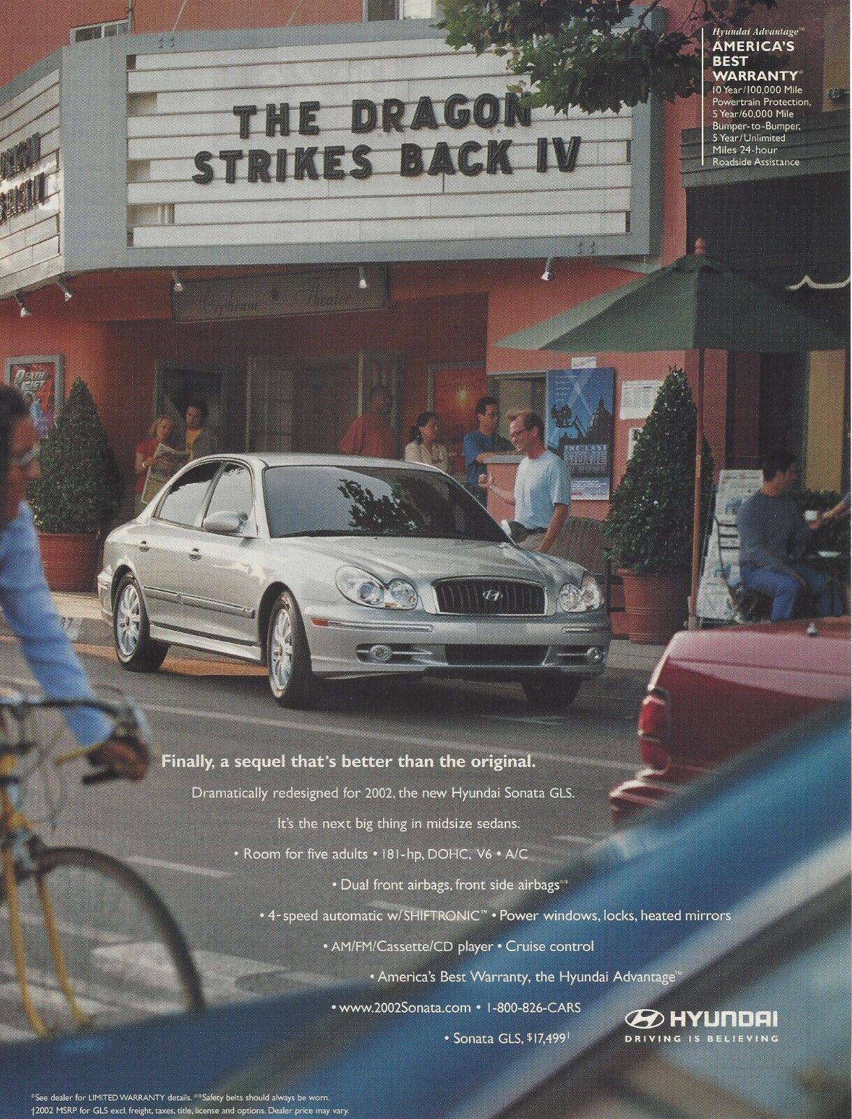 2002 Hyundai Sonata GLS The Dragon Strikes Back vintage Print Ad Advertisement