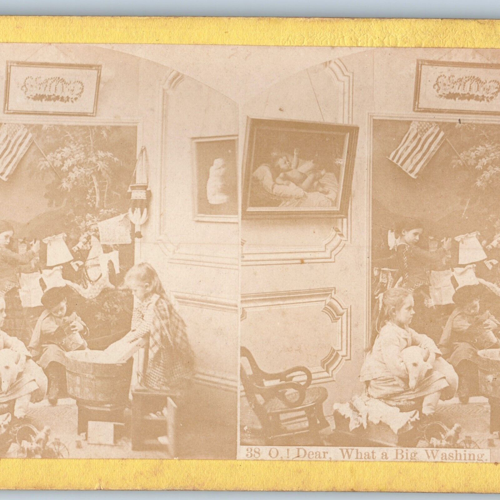 c1880s Cute Girls Doing Laundry Real Photo 