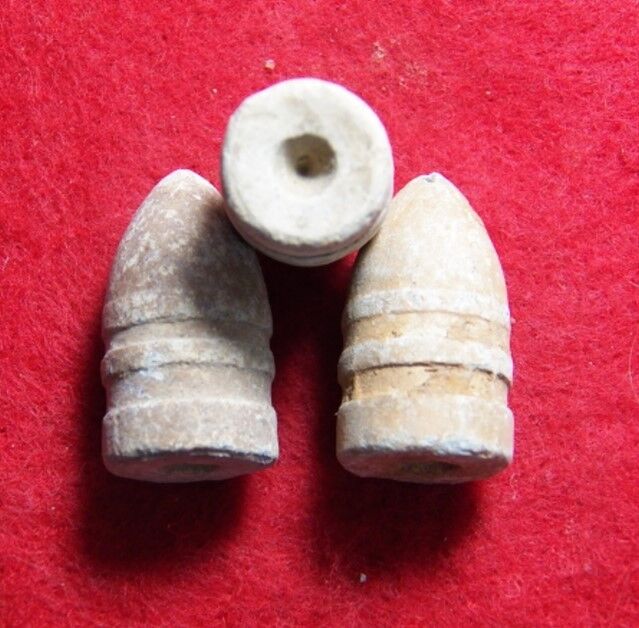 3 Excavated Civil War .52 Cal. Sharps Hole Base Bullets  - Manassas
