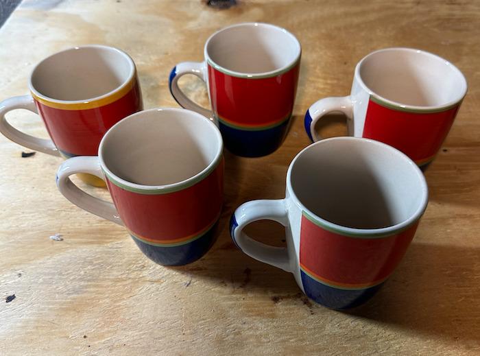 ROYAL NORFOLK Mambo (blue bottom) Set of 5 Coffee Mugs