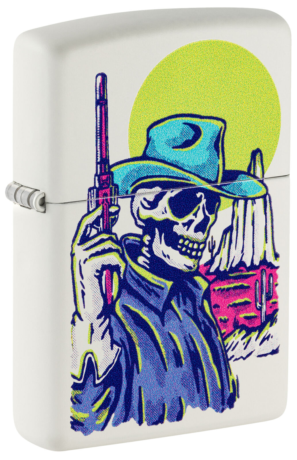 Zippo Wild West Skeleton Design White Matte Windproof Lighter, 48502