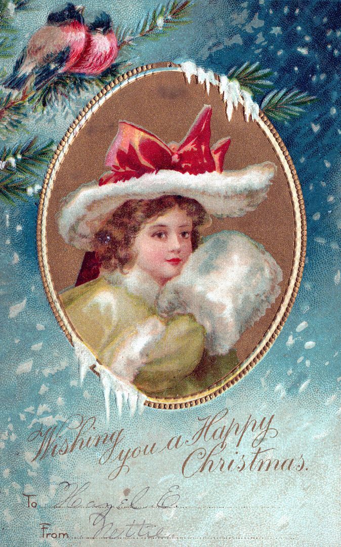 CHRISTMAS - Girl With Muff Wishing You A Happy Christmas Postcard - udb - 1906