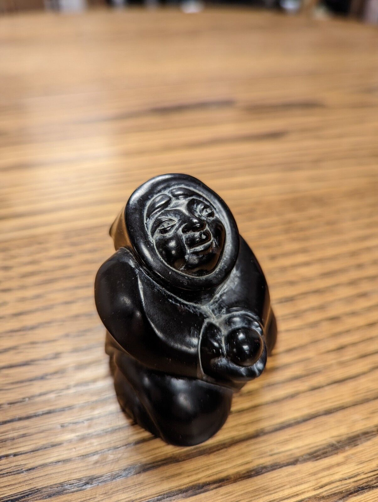 Boma Canada Carved Black Stone Resin sm Figurine Native Woman kneeling Goddess
