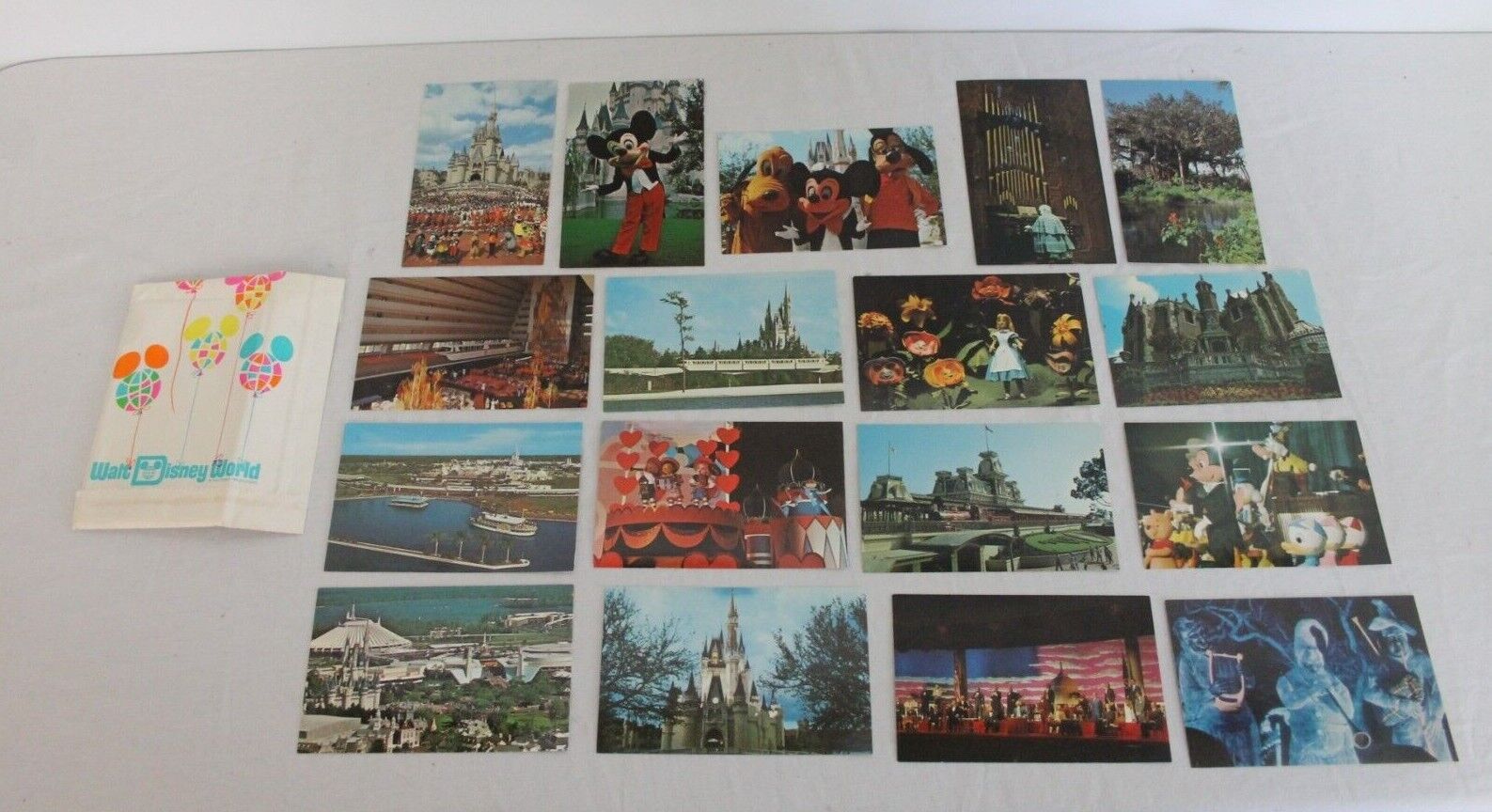 Vtg NOS 1970s Walt Disney World Florida Postcard Lot X 17 with Original Bag 0111