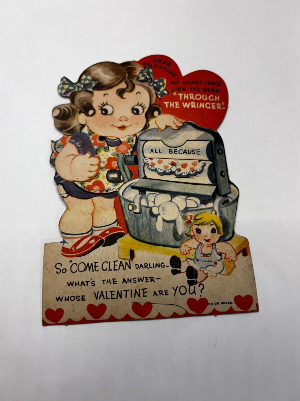 Antique Valentine’s Day Card | 1900-1940 | Unused | Come Clean Darlin’