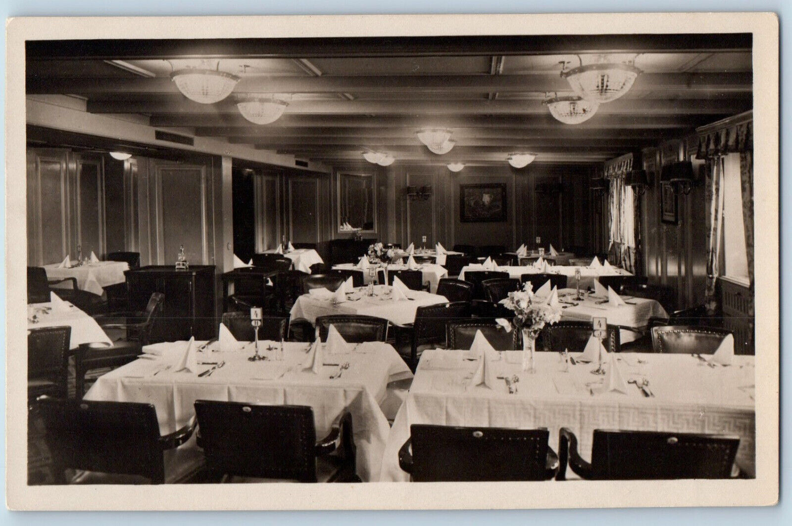 Berlin Germany Postcard Norddeutscher Lloyd Steamer Dining c1930's RPPC Photo
