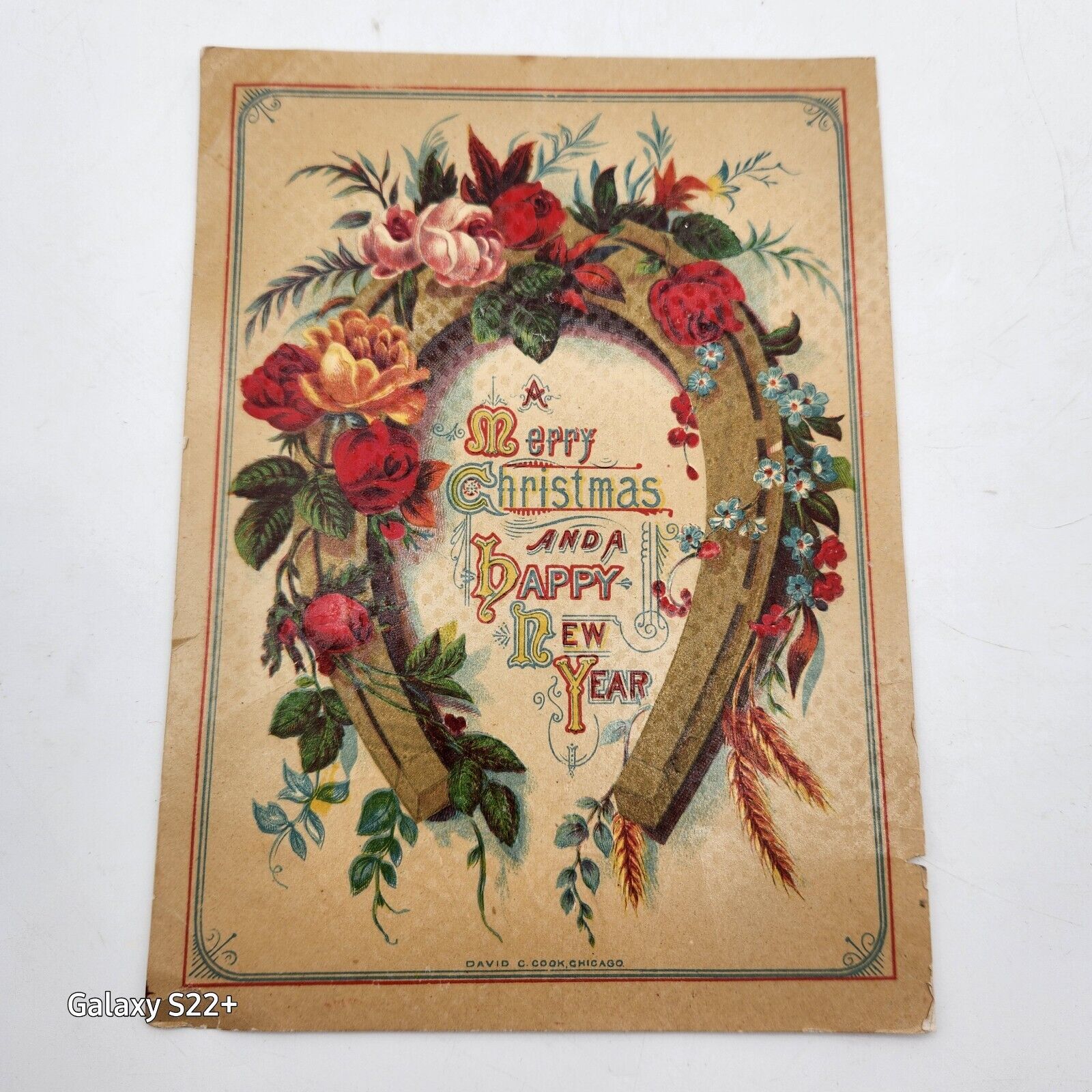 Antique 1980\'s David C. Cook Chicago IL Victorian Trade Card Merry Christmas