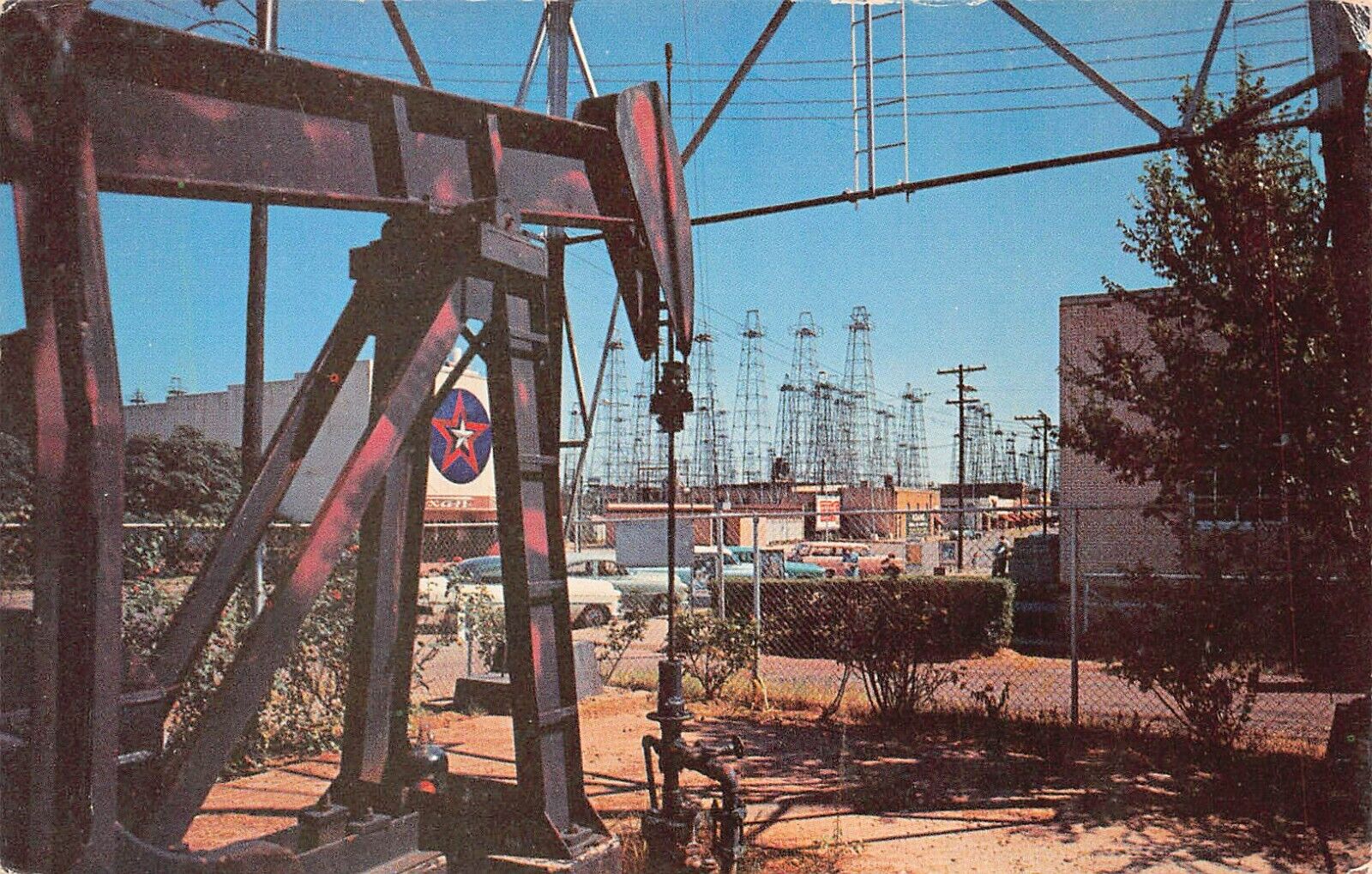 Kilgore TX Texas Main Street Oil Fields Drilling Derricks Well Vtg Postcard A36