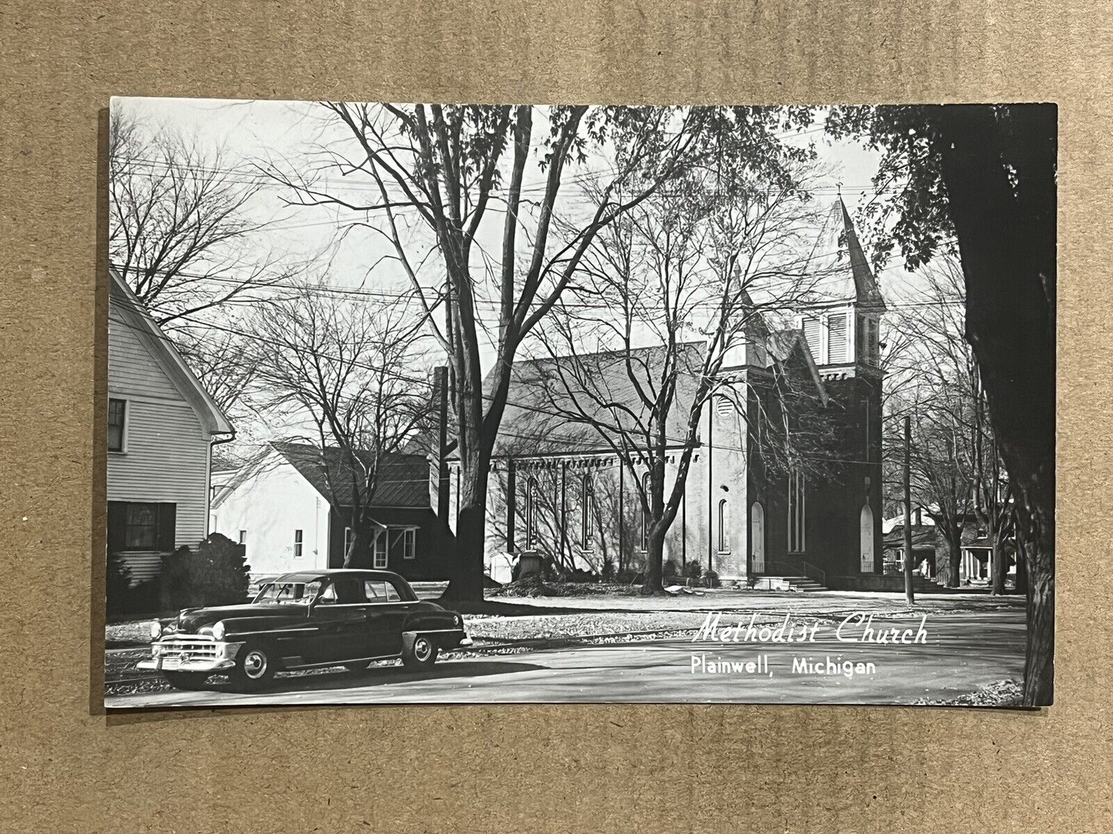 Postcard RPPC Plainwell MI Michigan Methodist Church Vintage Real Photo