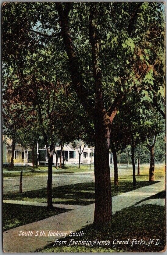 1911 Grand Forks, North Dakota Postcard South 5th Looking So. from Franklin Ave.